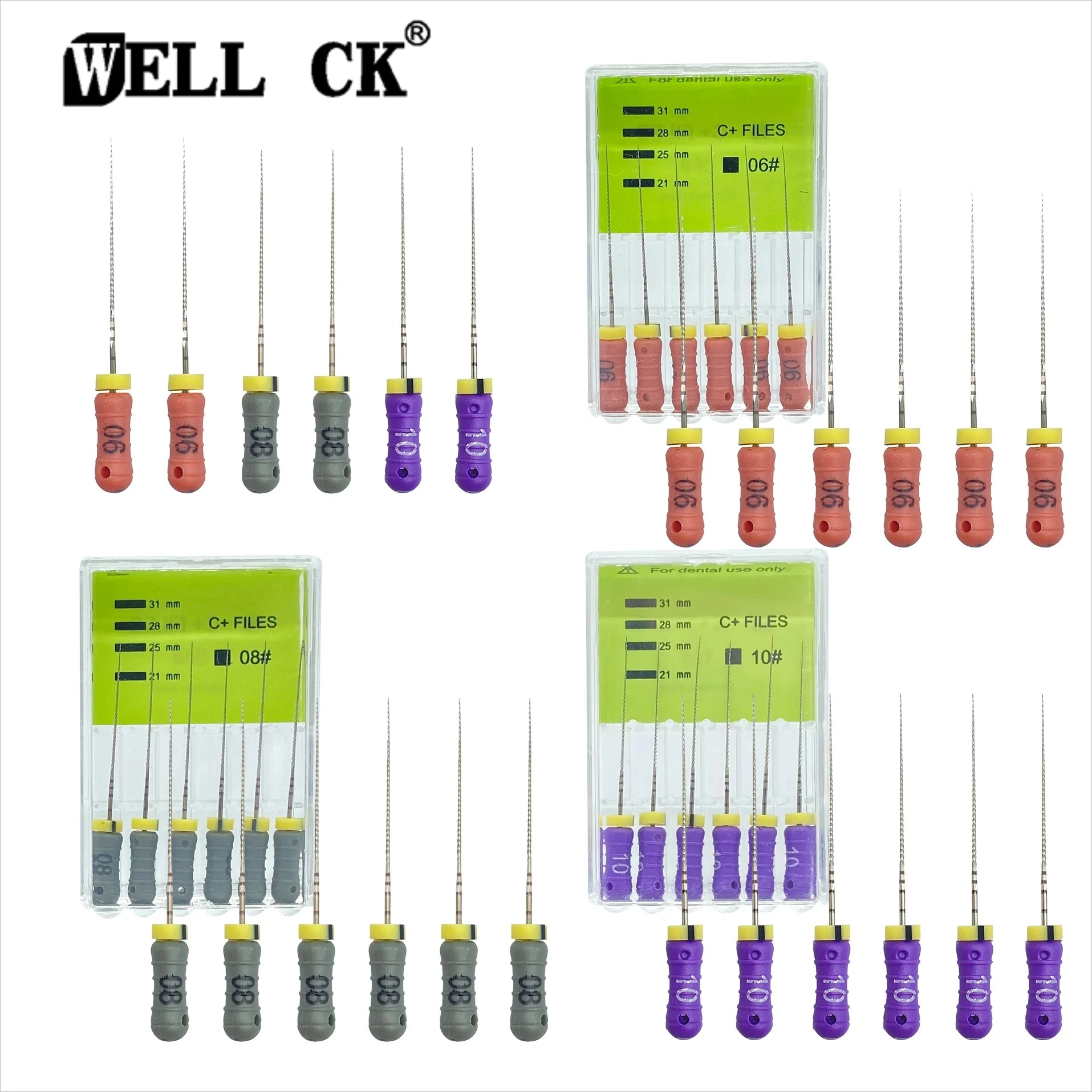 

WELLCK 6Pcs/Box Dental C File Endodontic Endo Root Canal Unclogging Files #6 #8 #10 25mm Hand Use Stainless Steel Dentists