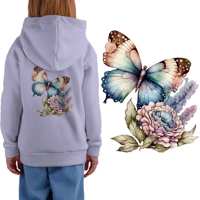 Retro Butterfly Flower Patches For Heat Transfer Clothes Christmas Day Thermal transfer stickers Decoration Printing