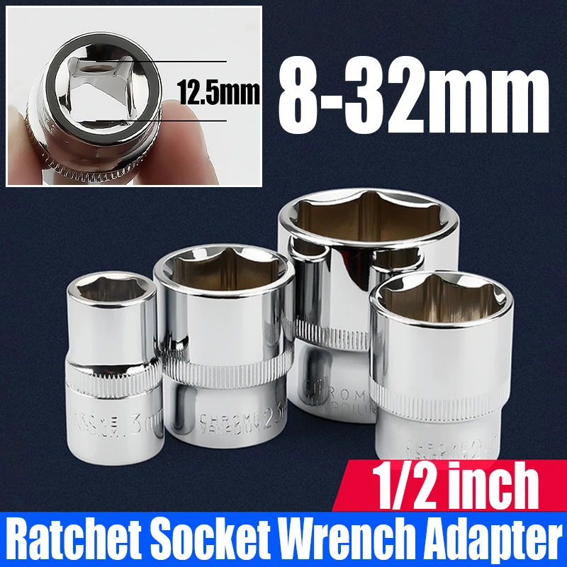 

1/20PCS 1/2" Ratchet Socket 8-32mm Hex Socket Wrench Head Socket Adapter Socket Driver For Ratchet Wrench Auto Repair Hand Tool