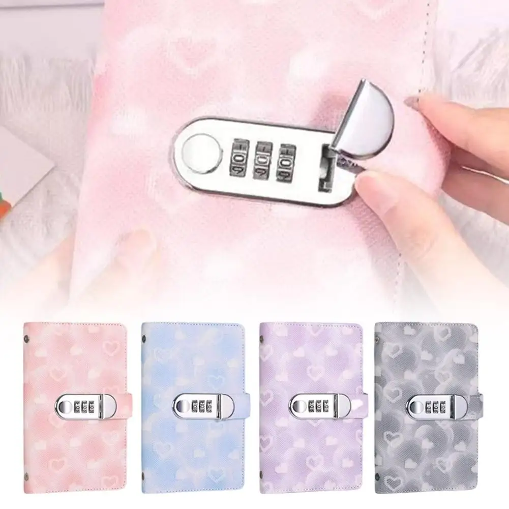 مغلفات جلدية مطبوعة على شكل قلب، دفتر ملاحظات لتوفير المال، جيوب مخططة للميزانية، منظم مغلف نقدي، قفل بكلمة مرور، محفظة دفتر الملاحظات