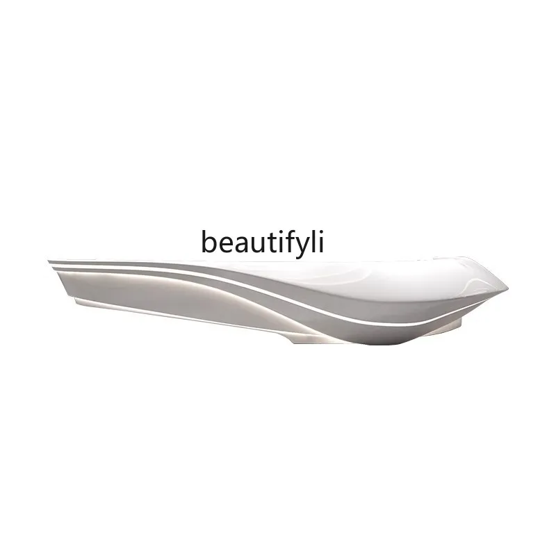 

Painted Front Desk FRP Reception Desk Hotel Beauty Salon Cashier Modern Fashion Counter Company Curved Bar