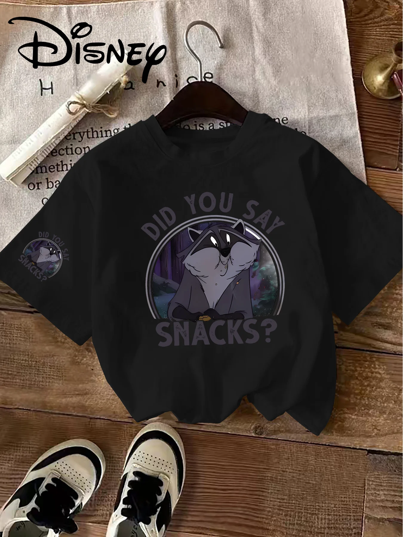 Camiseta Disney Meeko para mujer, informal, de manga corta, con estampado de dibujos animados de Pocahontas, ropa de calle Vintage