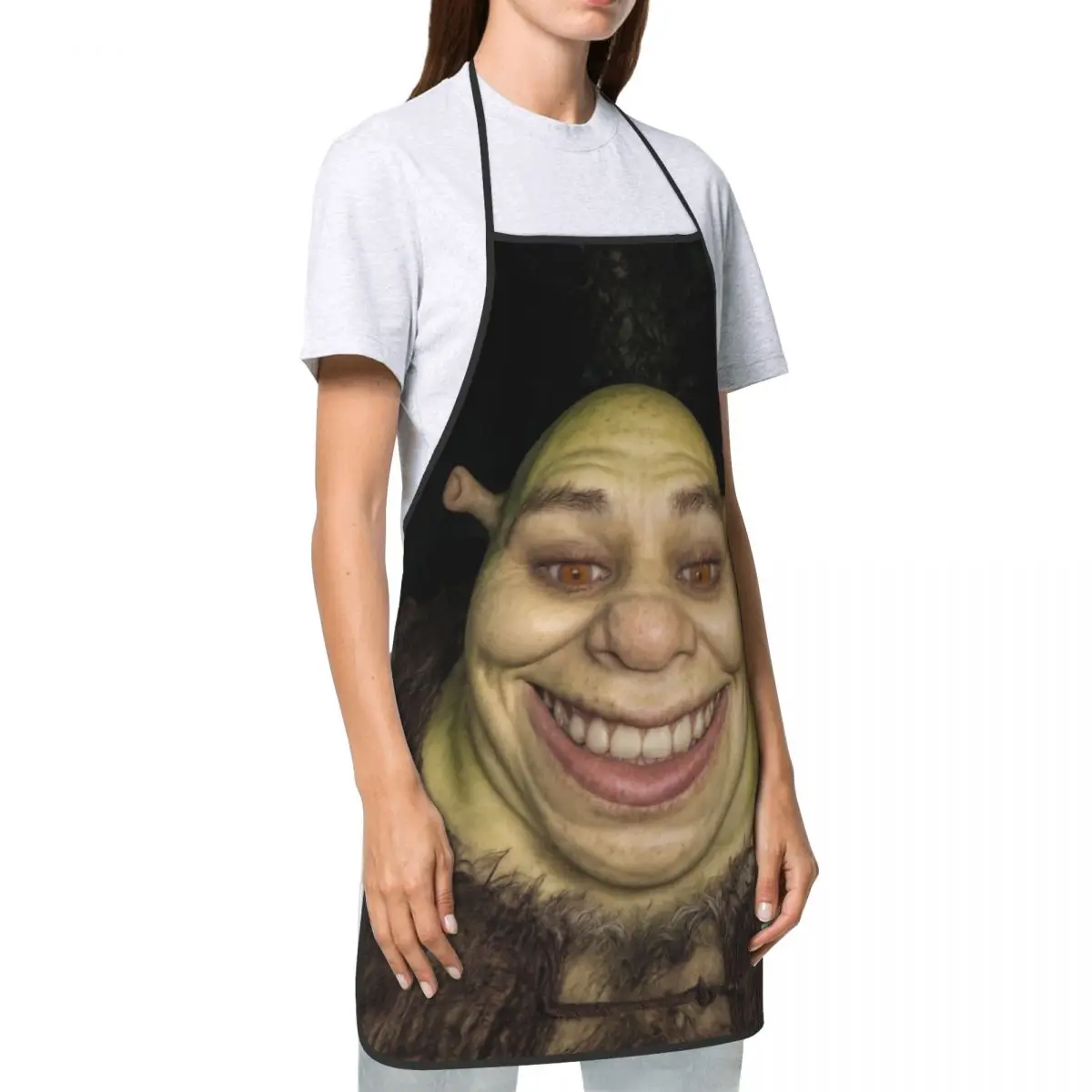 Custom Unisex Cursed Photorealistic Shrek Kitchen Chef Cooking Baking Apron Men Women Funny Monster Tablier Cuisine for Painting