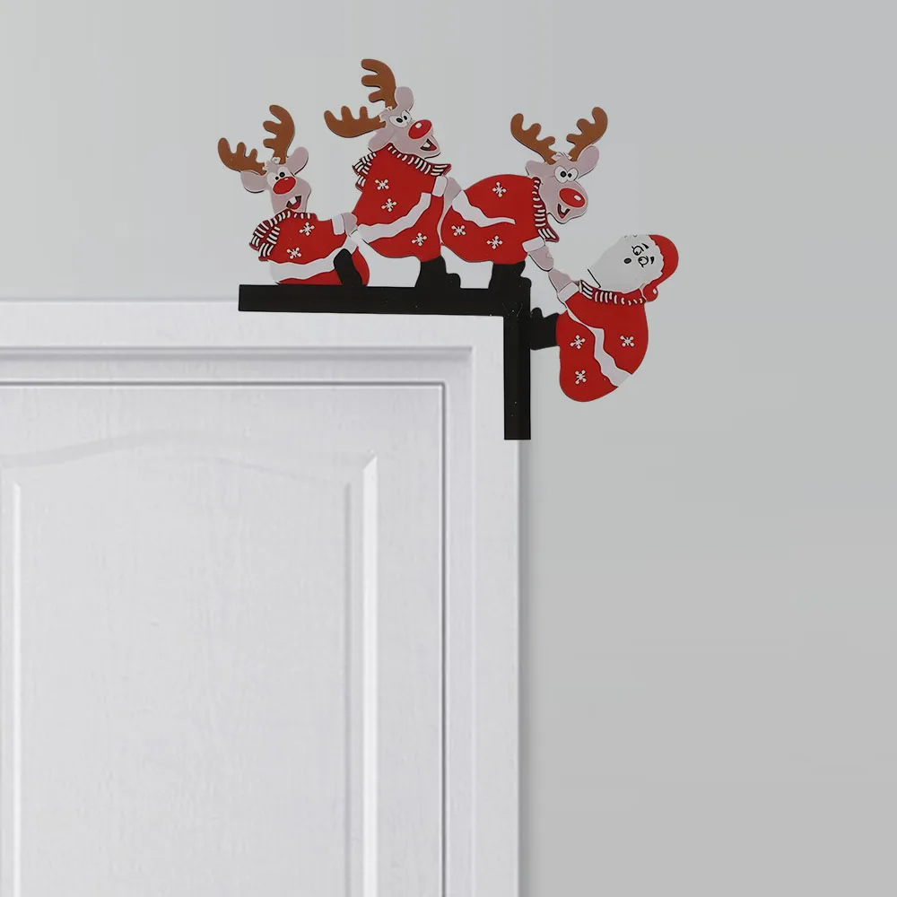 Intriguing 1pc Santa and Reindeer Christmas Door Corner Decor – Home Decor Intrigue