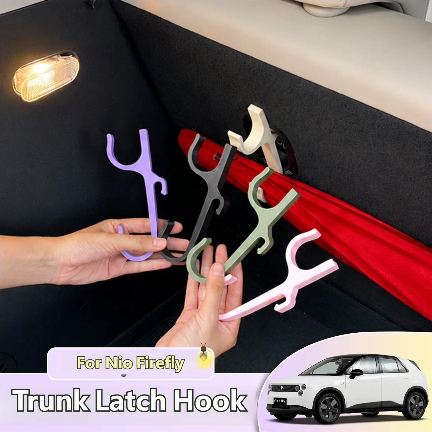 For Nio Firefly Car Trunk Umbrella Holder & Seatback Hook Non-Slip Storage Clip for Umbrellas, Shopping Bags,Handbags Car Parts