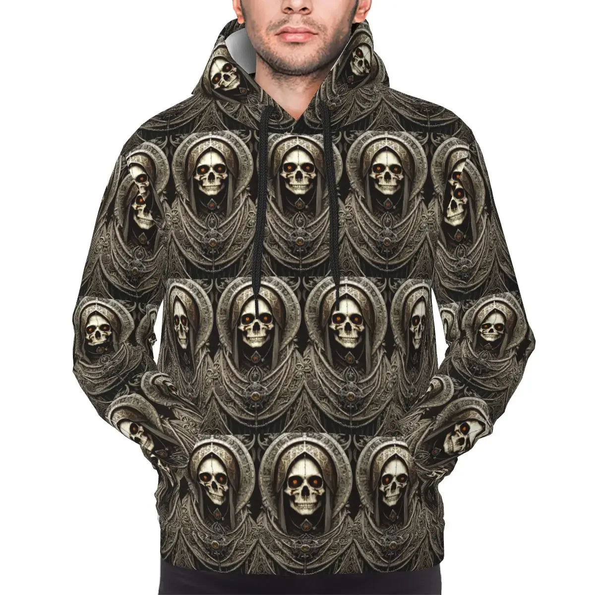

Santa Muerte Saint Death Goth Mexican Muertos Толстовка с черепом Harajuku Пуловер Осенние толстовки Топы с длинными рукавами
