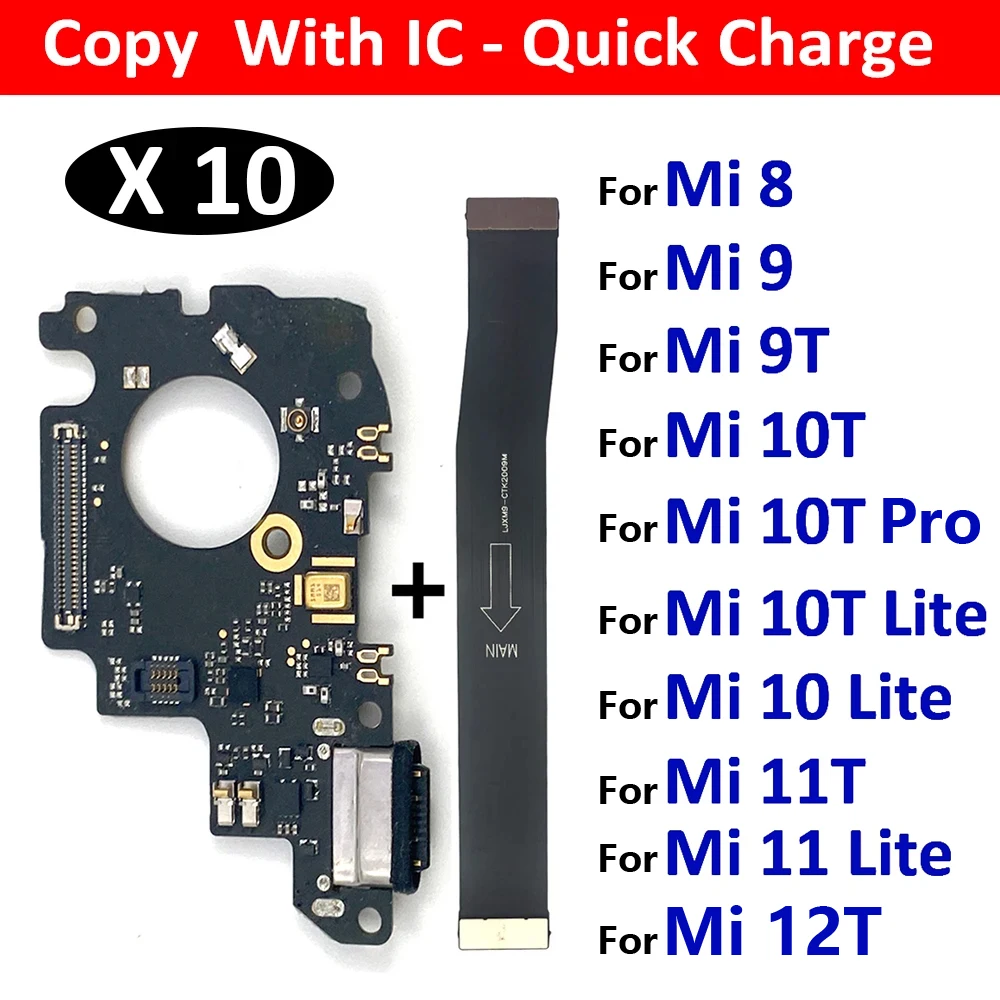 

10Pcs/Lot, USB Charger Charging Dock Port Connector Flex Cable For Xiaomi Mi 8 9 9T 10 10T Mi10T Mi11T 11 11T 12T Pro Lite