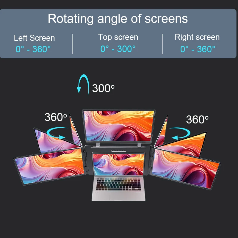 Exclusive First Release 18.5 Inch Portable Quad Monitor for Laptop Office 1 Cable for 3 Displays Type-C No Screen Switching view 4