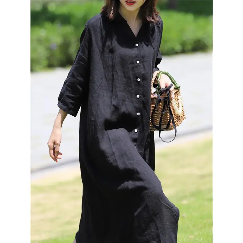 

Весна 2025: Новинка! Премиальное льняно-хлопковое платье-рубашка без рукавов, миди, А-силуэт, на пуговицах