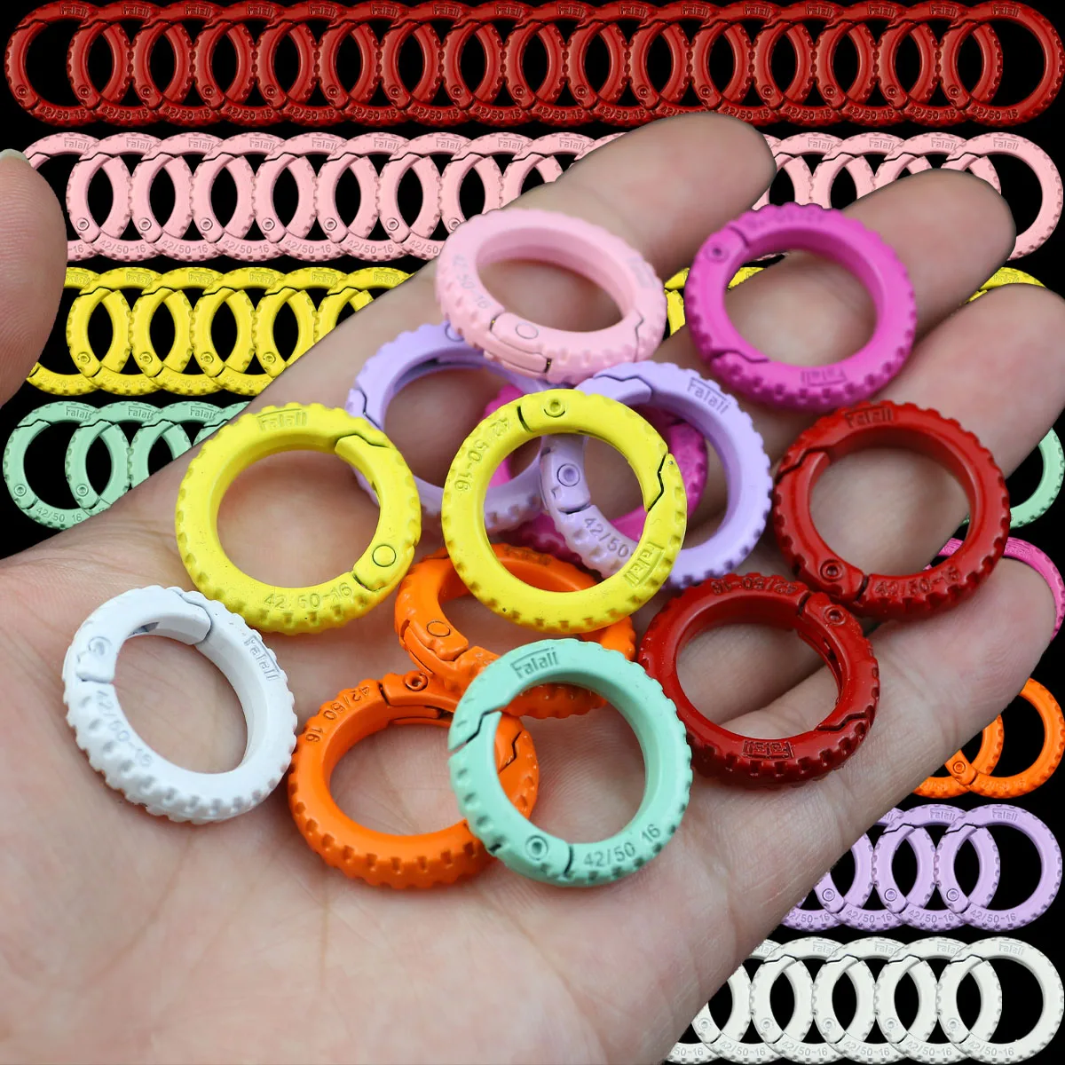  2~10pcs Colorful Tire-Shaped Spring Clasps Zinc Alloy Round Opening For DIY Jewelry Making Keychain Earphone Cases Accessories