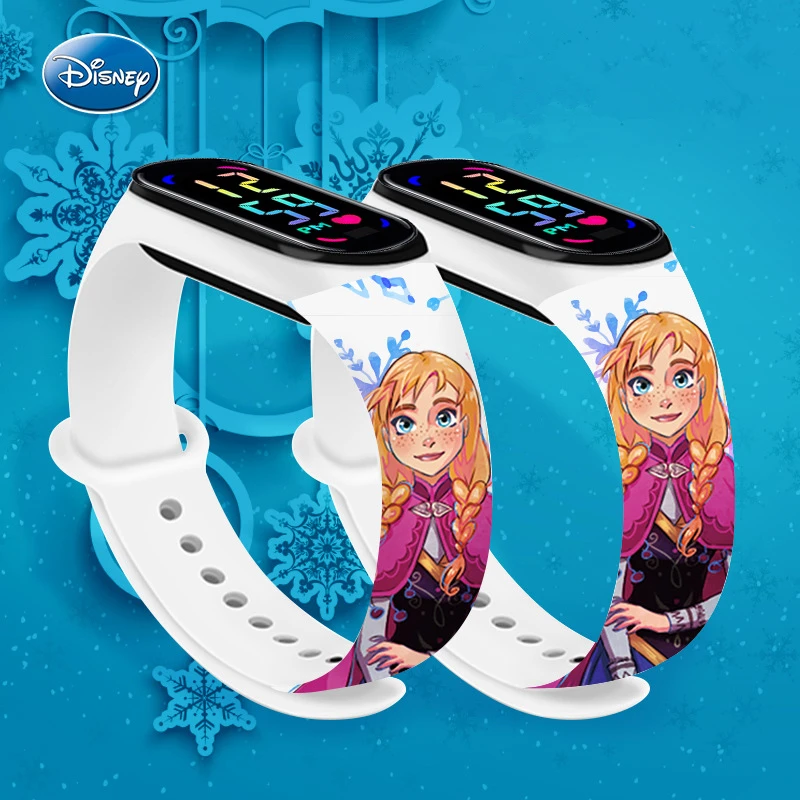 Jam tangan anak perempuan Disney Frozen, jam tangan anak perempuan, anti air, olahraga, layar sentuh, hadiah gelang, jam Digital