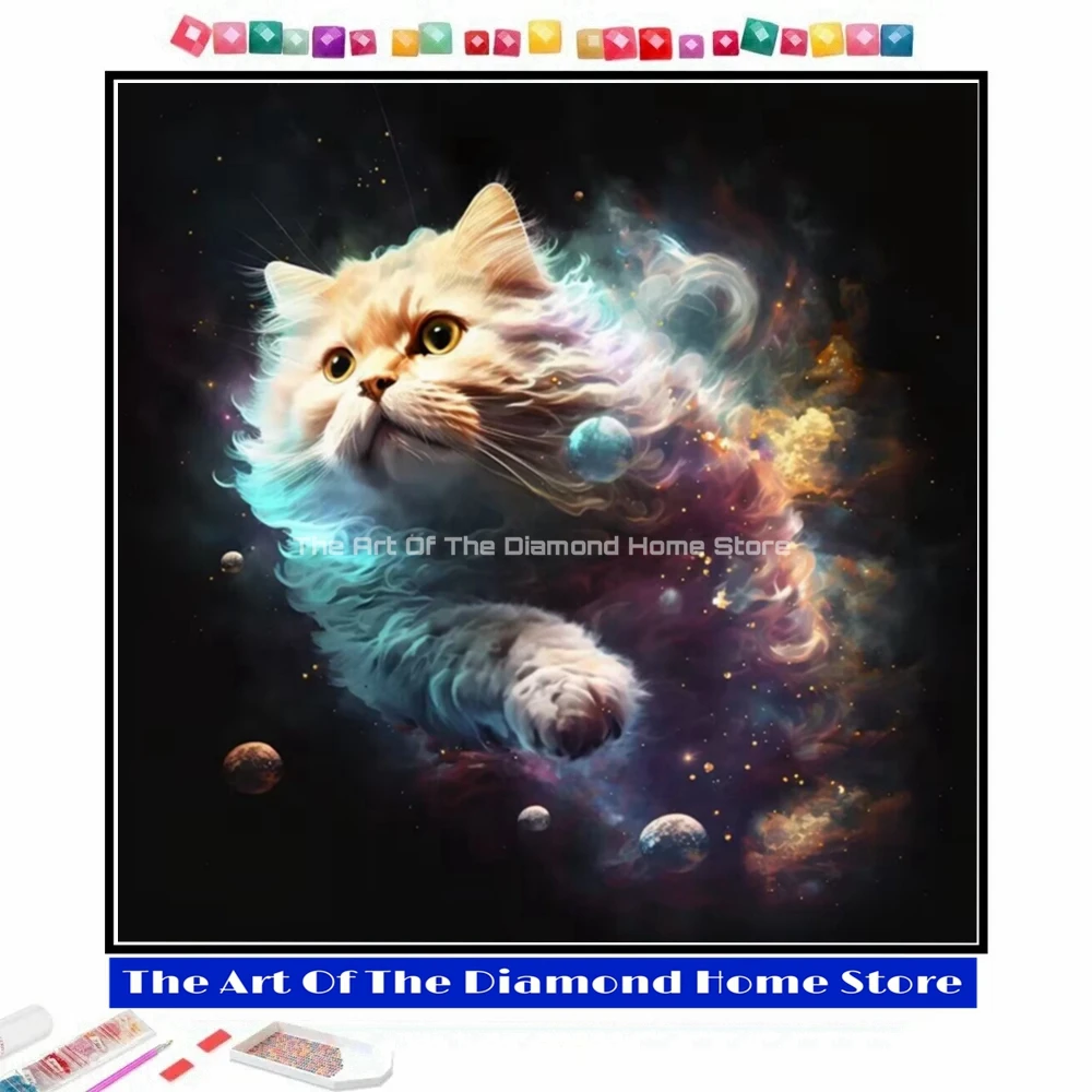 

AB Drill Fantasy Cat Diamond Painting Collection Cat Starry Night 5D DIY Gothic Style Mosaic Animal Abstract Full Embroidery