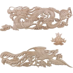 Home Decorations Wood Appliques Moulding Wood Decals for Furniture Chinese Element Wood Carving Onlays