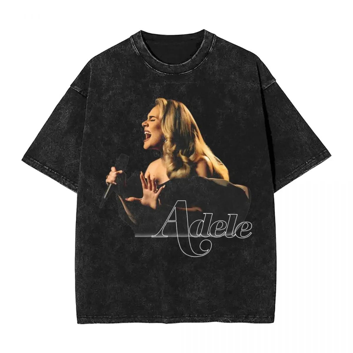 Adele Name Hand Lettering Washed  Streetwear Hip Hop Vintage T-Shirts Tees Tops for Men Women Cotton Oversize Printed