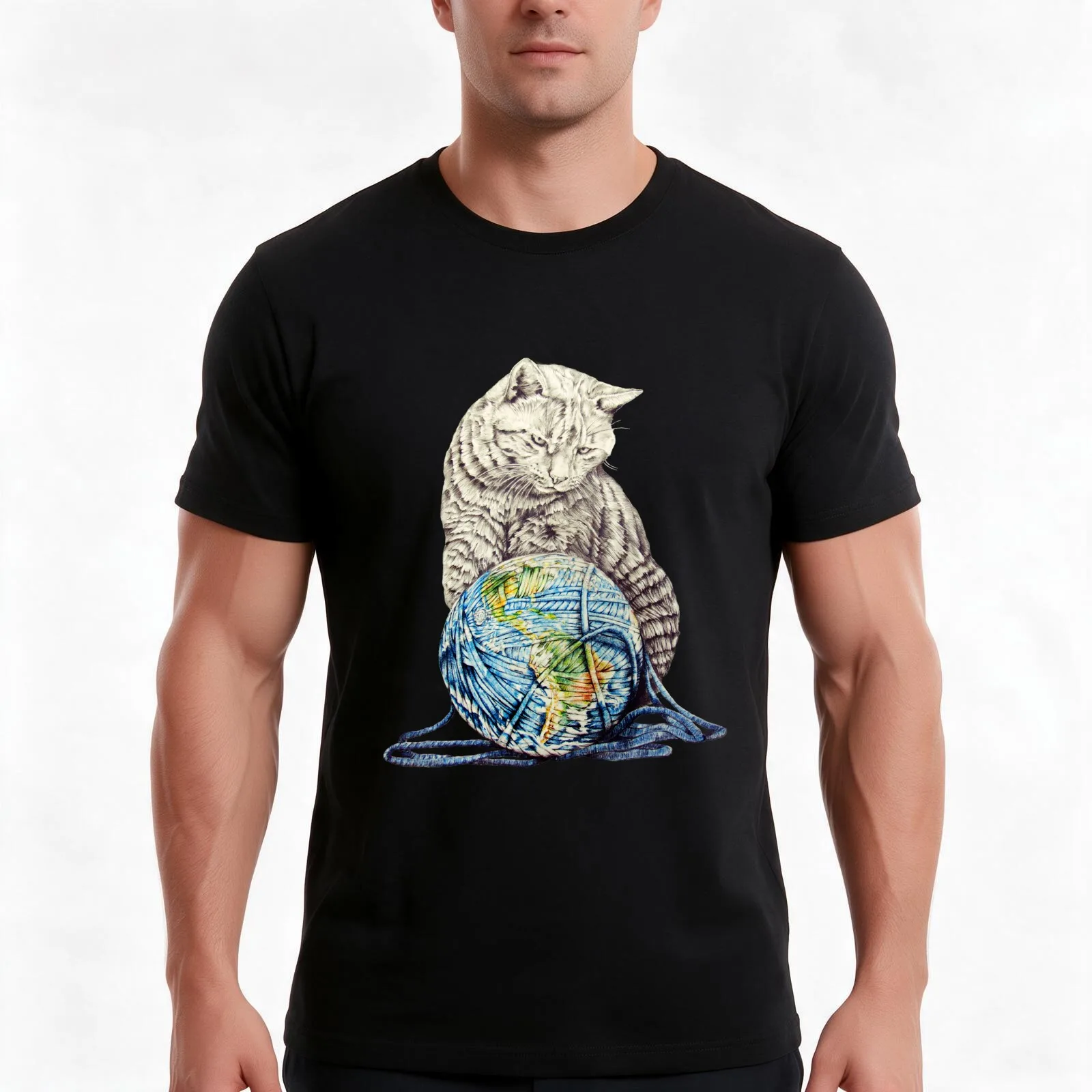 Our feline deity shows restraint T-Shirt Summer Casual Cotton Tee Oversized Streetwear Tops Vintage Graphic Print