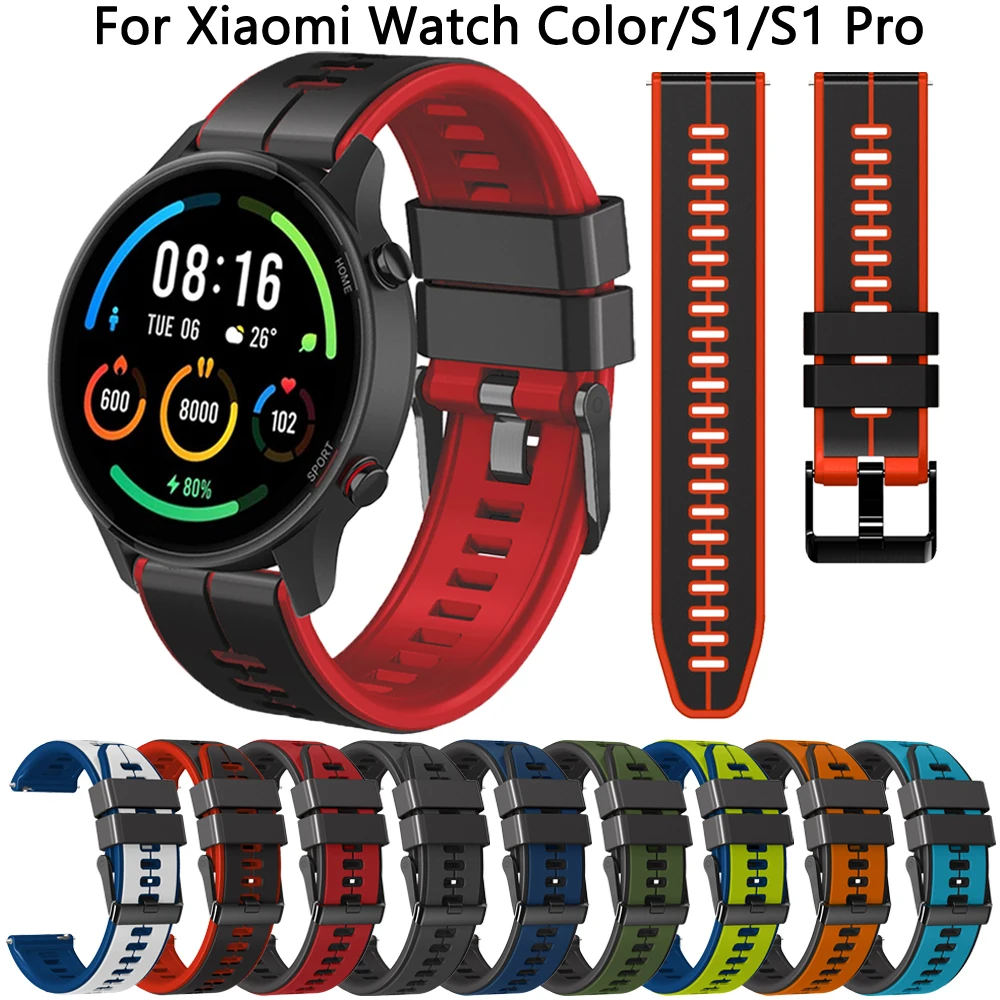 Silicone 22mm Bracelet Band For Xiaomi Mi Watch Color S1 Active S1 Pro Global Version Sport S2 Strap Accesorios Watchband Correa Silicone 22mm Bracelet Band For Xiaomi Mi Watch Color S1 Active S1 Pro Global Version Sport S2 Strap Accesorios Watchband Correa