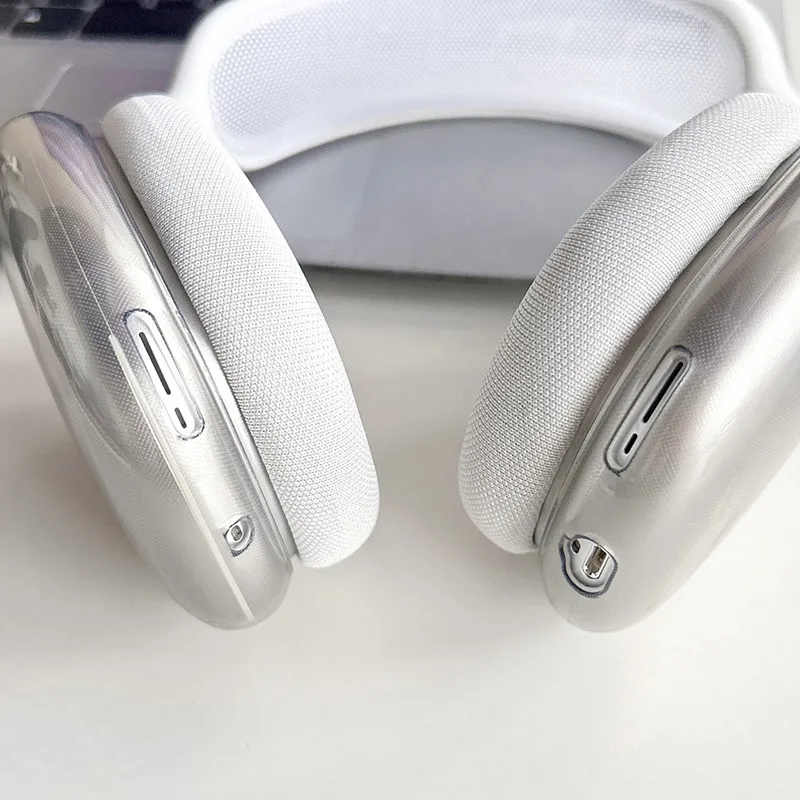 جراب ملون شفاف لسماعات AirPods Max ، جلد شفاف من البولي يورثين الحراري الناعم ، مضاد للخدش ، غطاء واقي للغاية ، لطيف