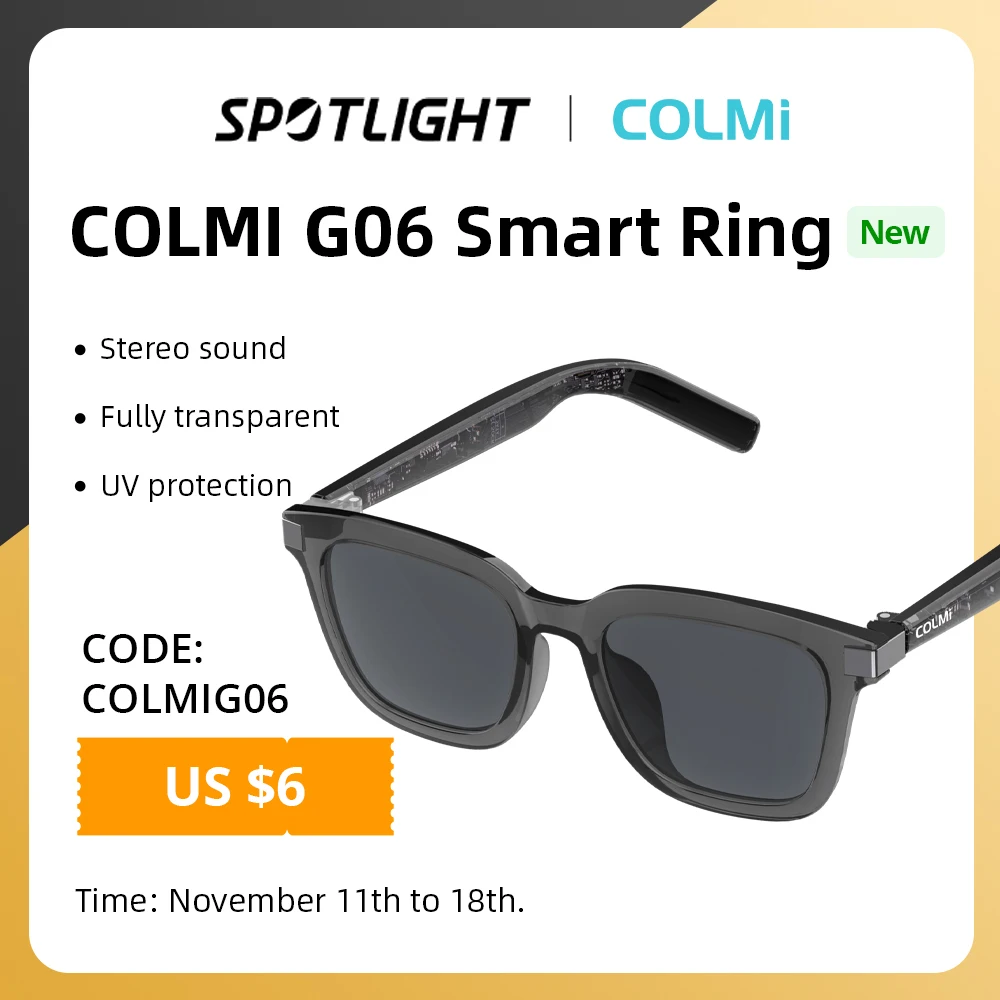 COLMI G06 Smart Glasses Bluetooth Sunglasses Built-in Microphone Speakers Touch & Voice Assistant Compatible Glass for Men Women