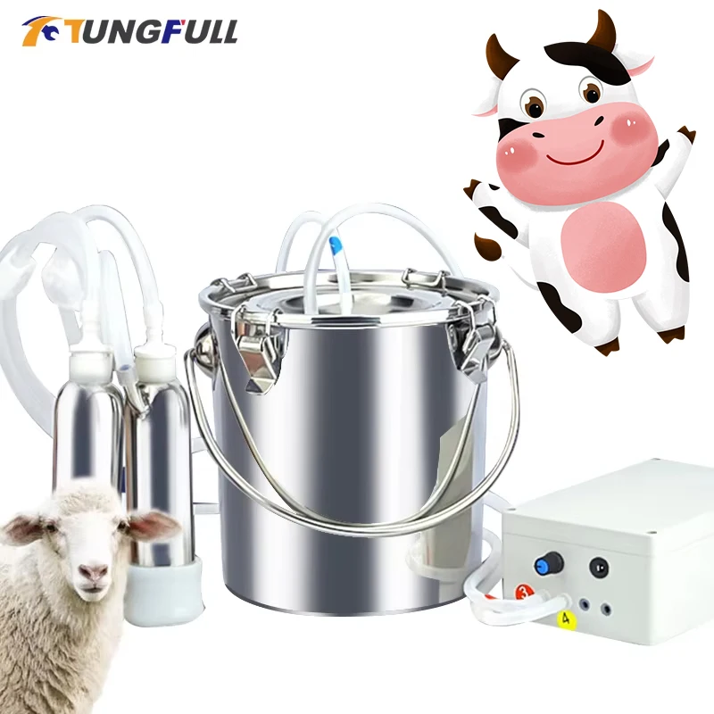 Máquina de ordeño eléctrica automática para ganado, 220V, 110V, máquina de ordeño pullante para cabras, cubo ordeñador de acero inoxidable, bomba de vacío