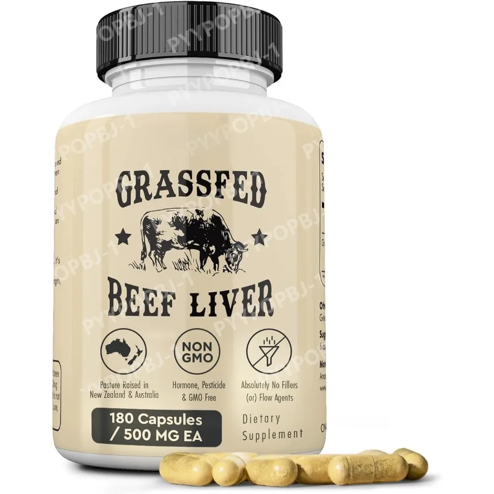 

Grass Fed Beef Liver 180 Capsules for Energy Detox Digestion Immunity and Full Body Wellness Non GMO