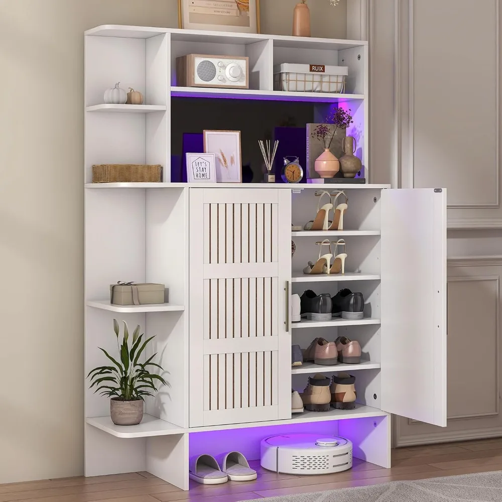 Large Shoe Cabinet Storage For Entryway, White Shoe Cabinet With Doors, Freestanding Organizador De Zapatos