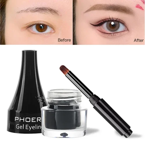 Imagen 2 del producto Gel delineador de ojos con brocha, 1 piezas, resistente al agua, secado rápido, larga duración, cosméticos, crema delineadora de ojos, herramienta de maquillaje