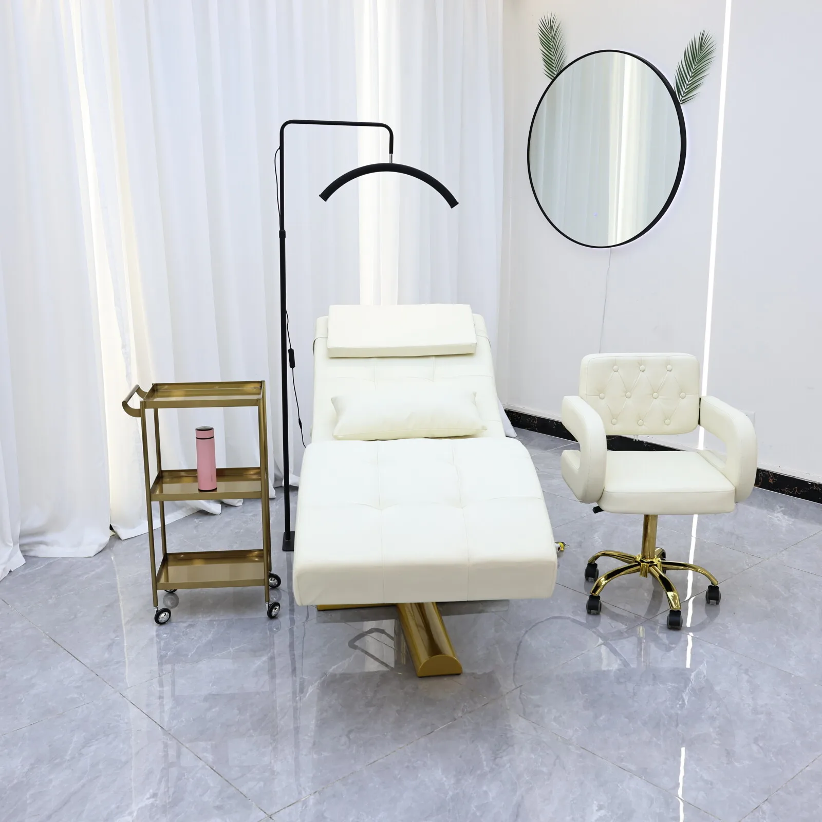 Comfortable Foldable Adjustable PU Leather Massage Table with Stainless Steel Frame High-Density Sponge for Commercial Salon Use