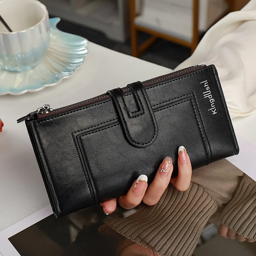 Women Long PU Leather Wallet Large Capacity Multi-Card Holder Clutch Purse Zipper Coin Pocket Fashion Lady Handbag