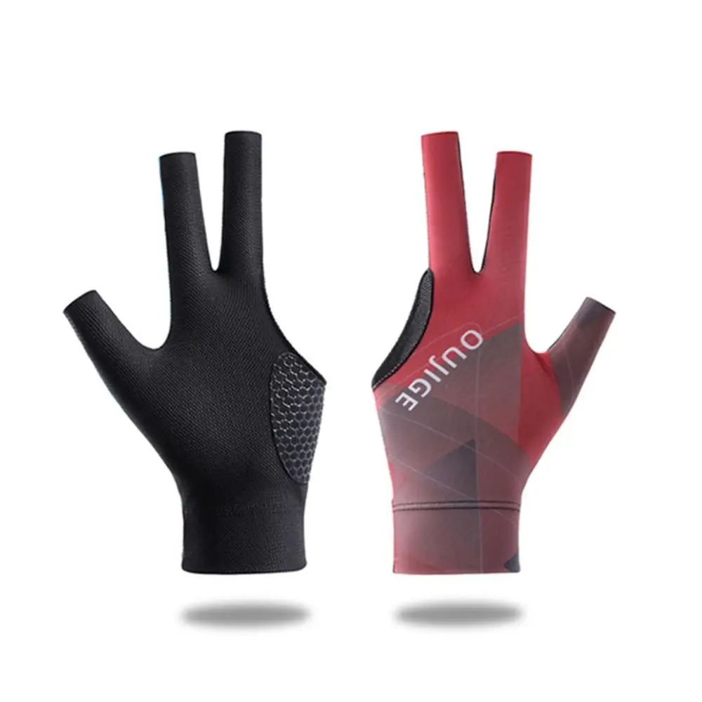 Three Fingers Snooker Glove Left Right Hand Anti-slip Billiard Glove Breathable Elastic Training Glove Fitness Accessories