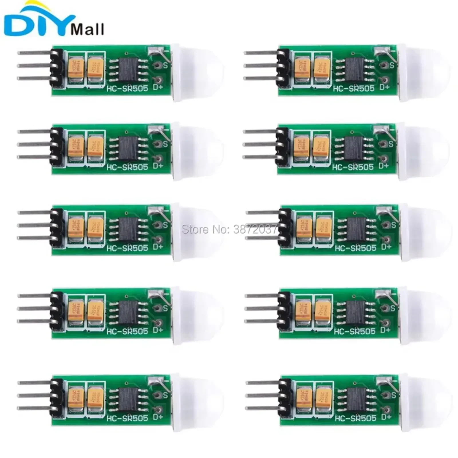 10pcs HC-SR505 Pyroelectric Infrared Motion Detector Module for Human Body Sensing, Ideal for DIY Projects and Security Systems