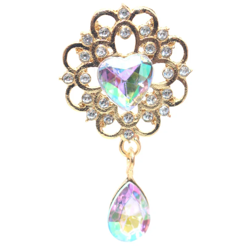 SKYE CIEL 28X53MM Новые подвески в форме сердца из сплава с каплями воды, бриллиантовые пластины с цветами, аксессуары для волос своими руками, украшения с бантом