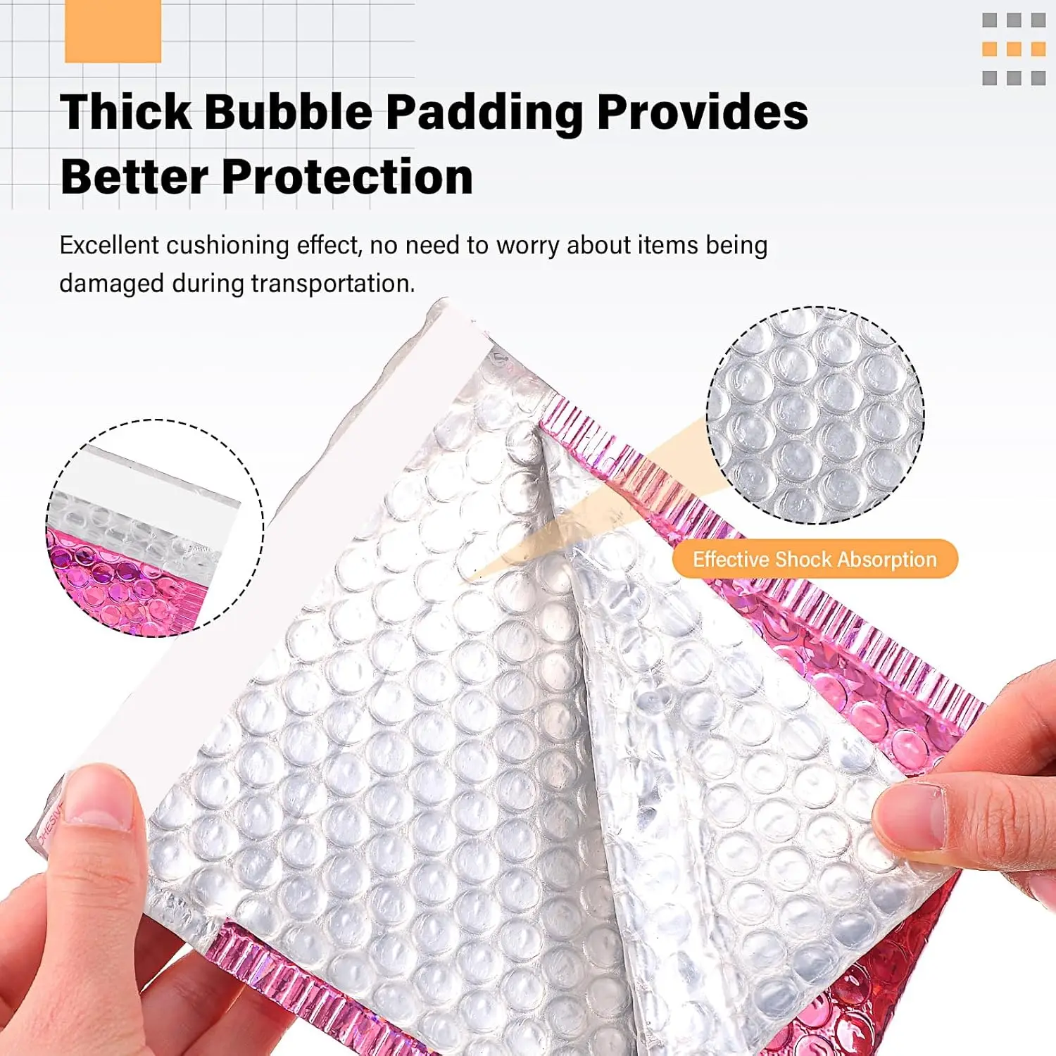 100 Pieces Rose red Holographic Bubble Mailer Laser Mailing Envelope Waterproof Courier Bag Padded Bubble Envelopes