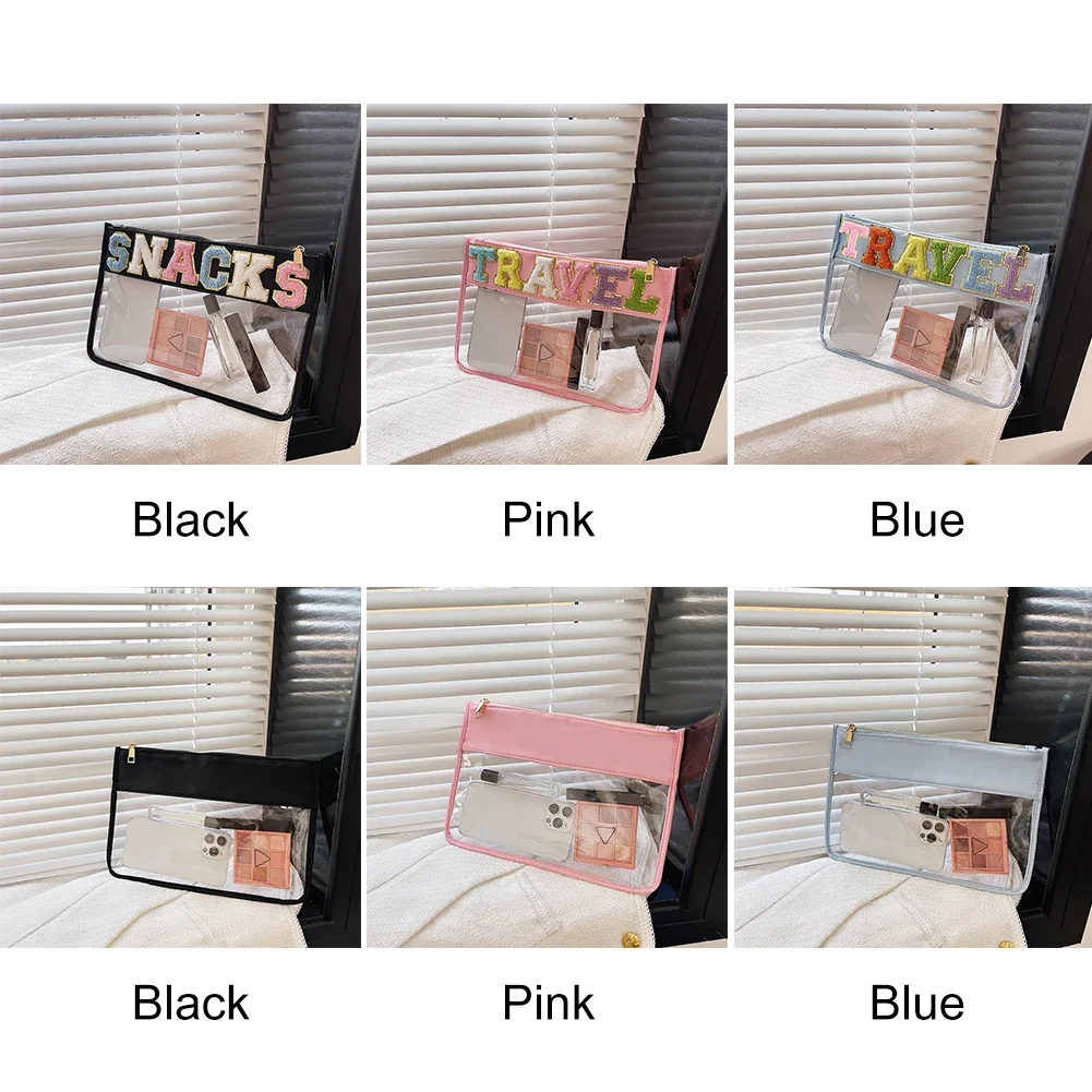 Letter Clutch Bag Transparent Cosmetic Bag PVC Waterproof Travel Make Up Storage Cases travel Organizer Zipper Women Toiletries