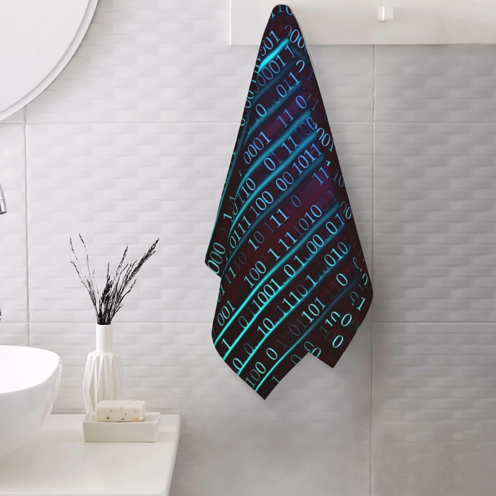 Custom Binary computer code. Soft Face Towel Quick Dry Pool Bath Cotton Towels Absorbent
