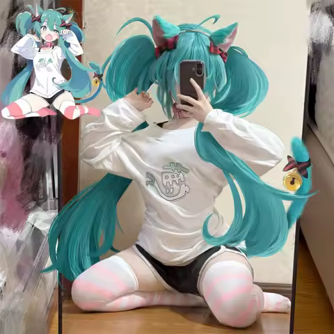 Anime Miku Cosplay Costume Adult Casual Clothes Women Lolita Cute Pullover Full Set Accessories Outfits