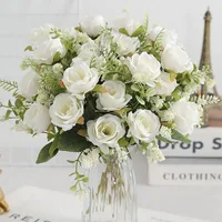 5Heads Artificial Rose Flower Bouquet For Living Home Room Decoration Christmas Garden Party Wedding Decor Outdoor Bride Bouquet 2