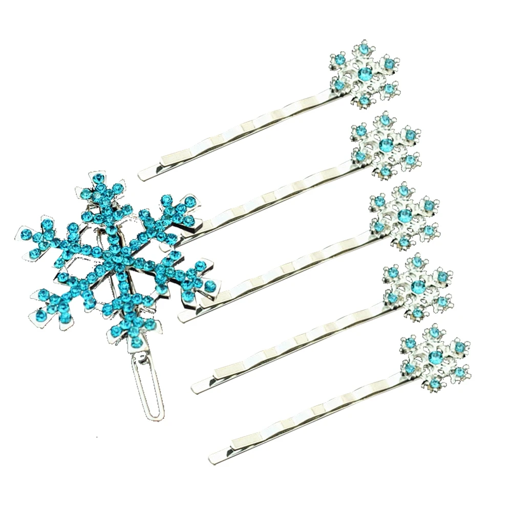 

6pcs Snowflake Hairpins Crystal Bridal Brooch Silver Elegant Design For Wedding Party Prom Hairstyle Accessories