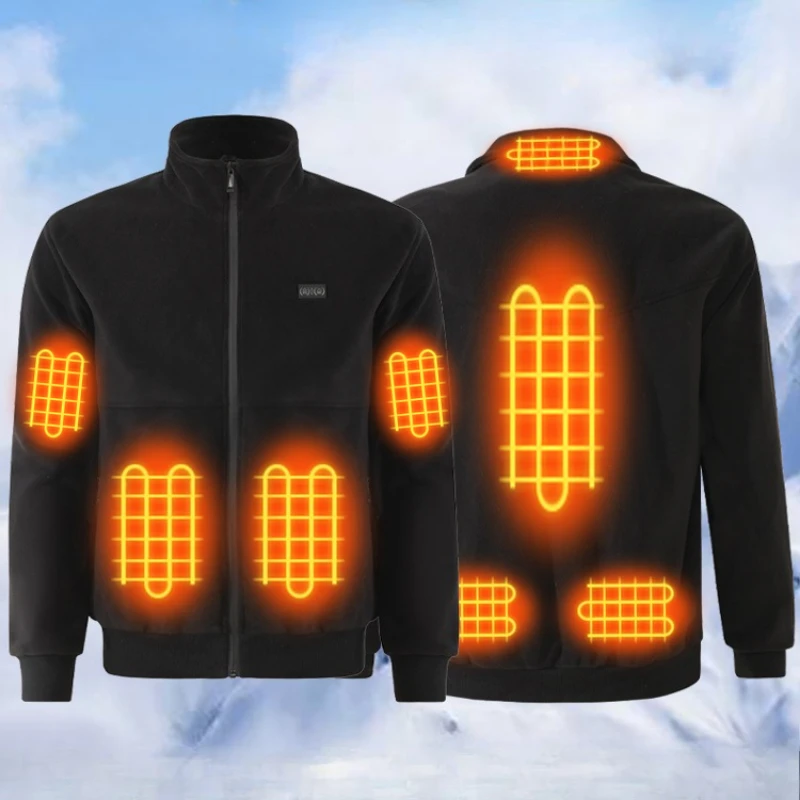 

New Winter Fashion Versatile Polar Fleece Thick Heating Warm Jackets for Both Men Women 8-Zone Intelligent Heating Electric Coat