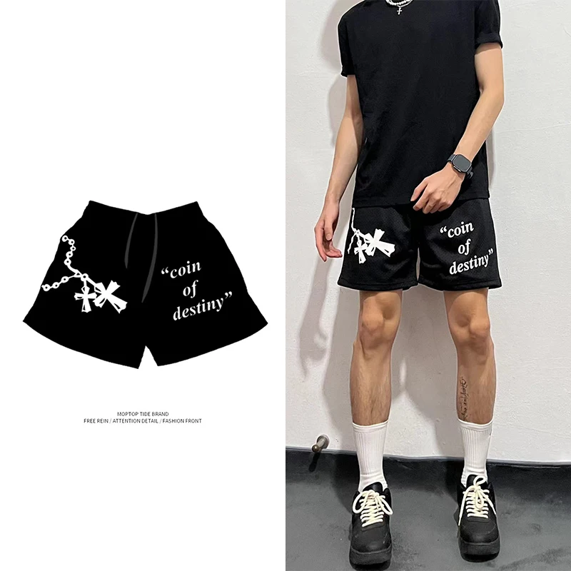 Mr. WH Summer New Retro Casual Basketball Training Shorts Double Layer Mesh Knee High American Style Youth Leisure Sports Pants
