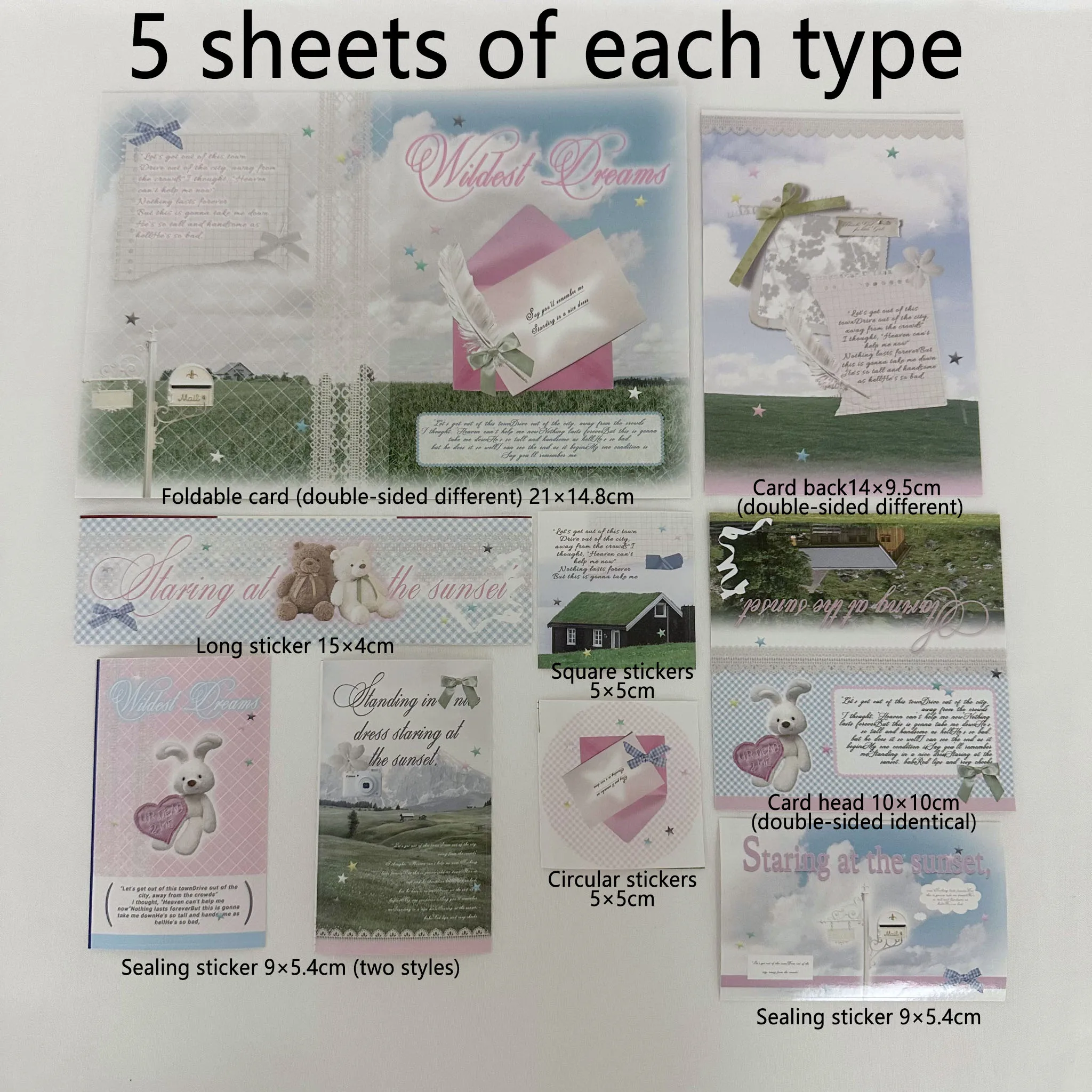 45pcs-Stickers Greeting Card Folding Card Set-Childhood Scenery Design-Used for DIY Packaging Decorating Anime,Kpop,Birthday Gif