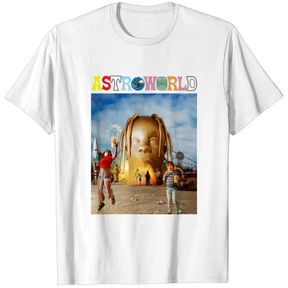 Travis Scott Rapper Graphic Cotton T-shirt Unisex Men Women Hip Hop Welcome To Astroworld Top Casual Short Sleeve Streetwear Tee