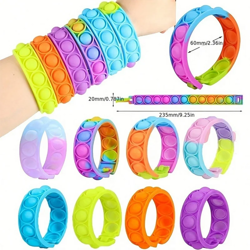 Fidget Toys Pop Bracelet cadeaux de fête Bracelets à bulles Push Poping sensoriel anti-Stress jouets pour enfants cadeaux pour enfants