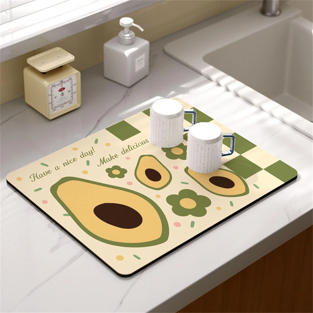 Coffee machine drain mat Simple blue avocado countertop absorbent mat Dry non-slip bar Plant table leave-in heat mat