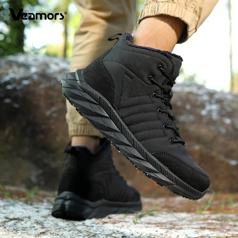 Pluszowe, ciepłe buty trekkingowe dla par, wodoodporne buty bawełniane, męskie i damskie buty sportowe outdoorowe z wysoką cholewką do trekkingu i na kemping.