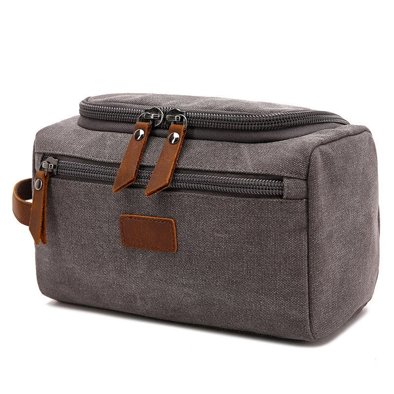 Male Travel Toiletries Bag Functional Canvas Cosmetic Bag Portable Makeup Organiser Zipper Handbag Storage bag for Women Handbag