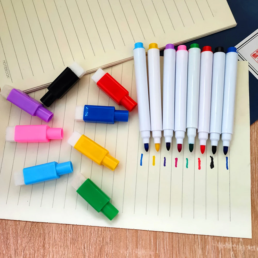 

5pcs Water color Brush Whiteboard Marker Pens White Board with Eraser Marking Pen Creative water-based small erasable pen