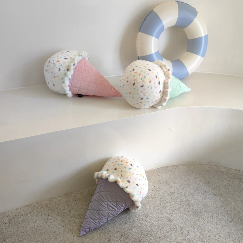 Juguete de peluche de cono de helado de verano, muñeca Kawaii para decoración de habitación, regalo de cumpleaños para niños y niñas