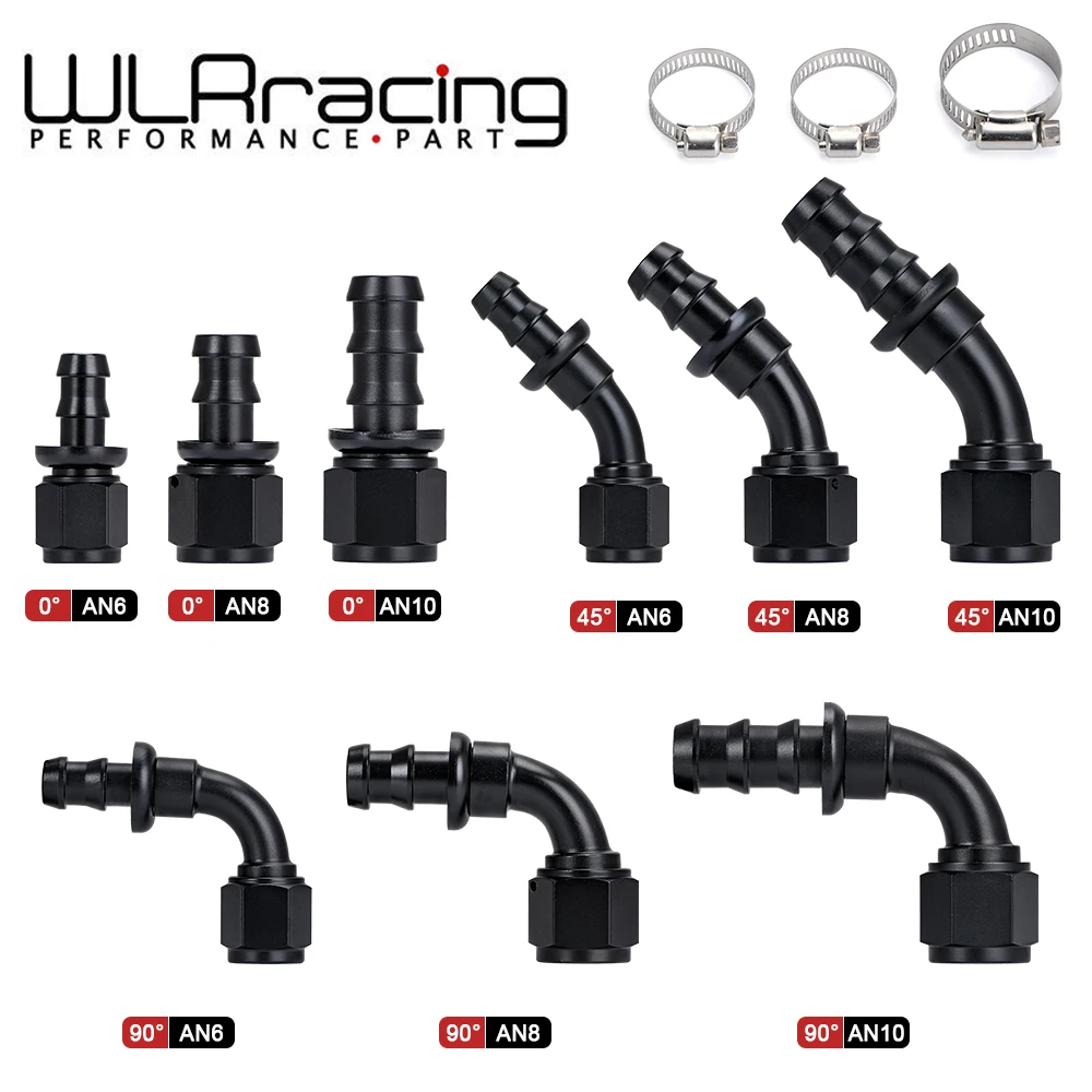 

Universal AN6/8/10 Push-on Hose End Fittings Fuel Oil Cooler Hose Fitting 0 45 90 180 Degree Reusable Connection Adapter Set