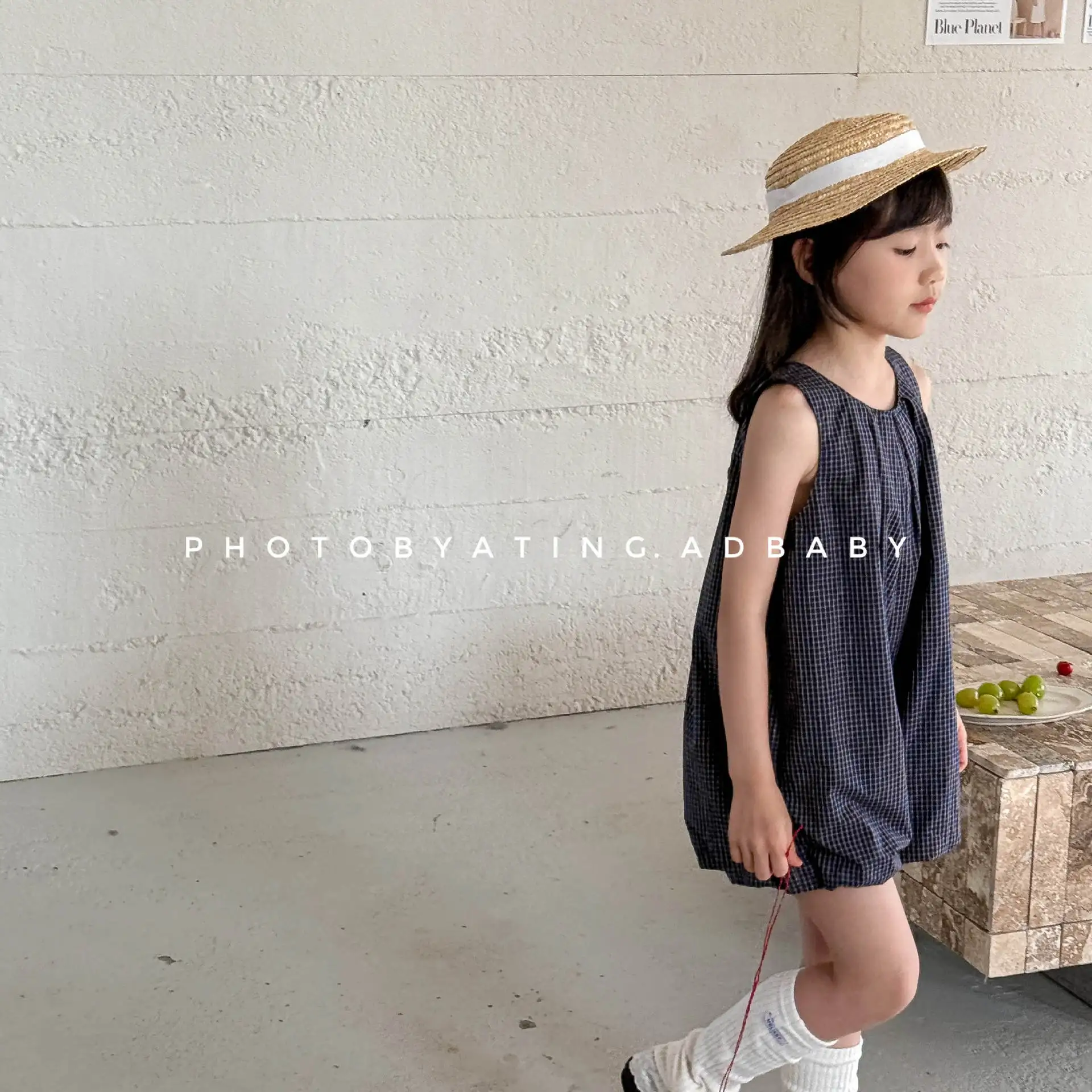 2025 Summer New Girls Fashion Plaid Jumpsuit Cotton Children Casual Overalls Kids Sleeveless Jumpsuit Baby Girl Loose Clothes