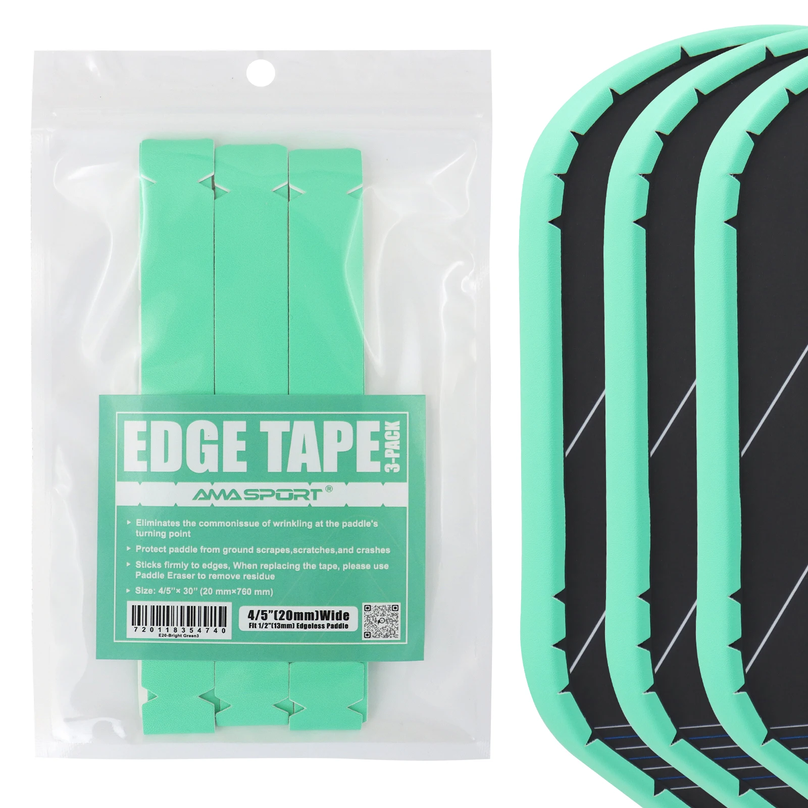 

AMASPORT 20/23/26mm Pickleball Paddle Edge Guard Tape Perfectly Curved Fit & Resistant Material for Protecting Your Padel
